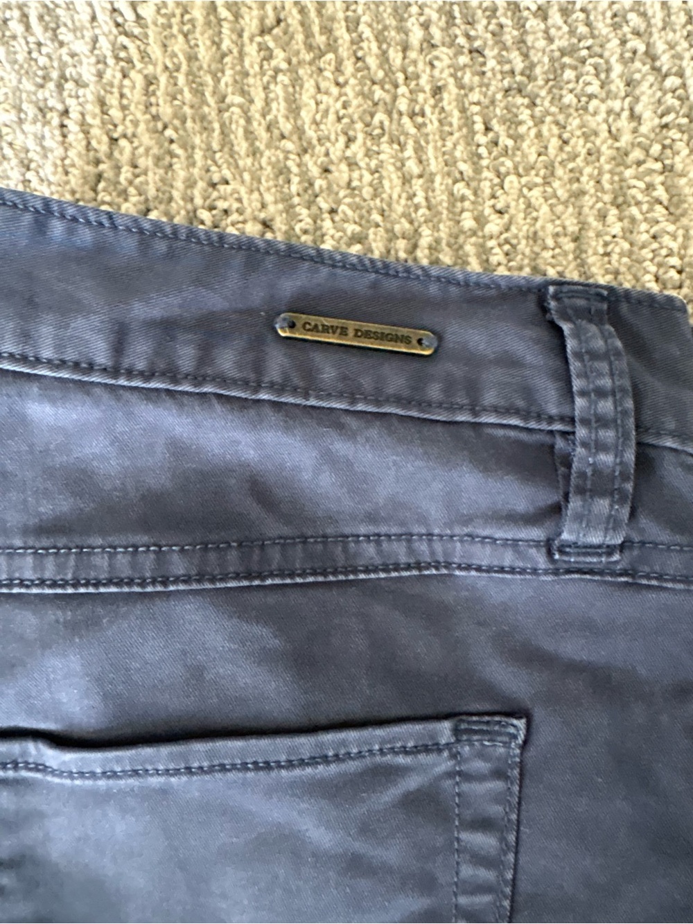Carve Designs Slate Blue Mid-Rise Twill Shorts - Picture 3 of 3